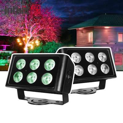 6x5W IP65 imperméable à l'eau RGBW 4IN1 extérieur de paysage Led Flood Light DM512 Contrôle
