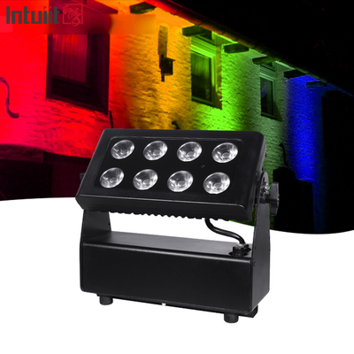 8X15W RGBW 4 en 1 projecteur LED imperméable à l'eau DMX Contrôle Plat projecteur arrière-plan Wall Wash Light Lumière de scène