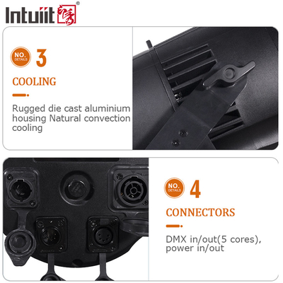 200W COB LED Light Zoom linéaire 10 à 55 degrés RGBW Salle de conférence de théâtre