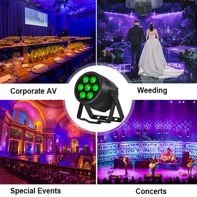 LED Par Lumières 6 en 1 Lumières de scène 7x20W RGBWA-UV DMX512 Contrôle Des lumières de DJ extérieures Pour la scène Fête Club Disco Événements de mariage