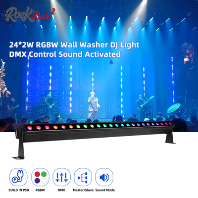 Barre de projecteur mural LED RGBW 4 en 1 de 24*2W Mode son DJ Mariage Événements urbains Scène Lumière de lavage LED