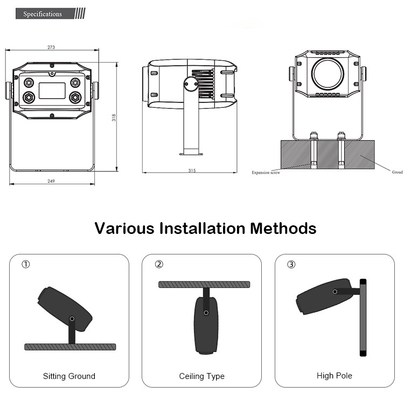 Projecteur LED RGBW extérieur 60W à motifs d'eau colorés, étanche IP65, pour projection paysagère
