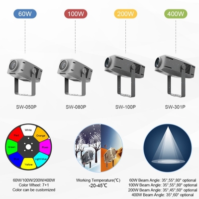 Projecteur LED RGBW extérieur 60W à motifs d'eau colorés, étanche IP65, pour projection paysagère
