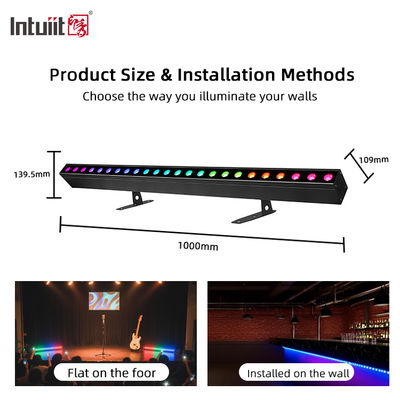 24x2W RGBW 4 en 1 LED Bar de lave-vaisselle linéaire à paroi DMX512 Lumière de lavage de scène activée par le son pour les bâtiments et les événements