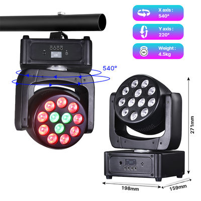 12*8W LED à tête mobile DJ Light RGBW Wash Beam DMX512 Éclairage de scène activé par le son pour mariages Fêtes de discothèque