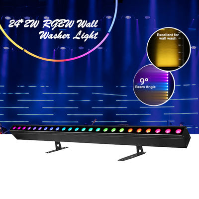 Lumière de lavage IP20 DMX512 Solution de musique intelligente avancée 24*2W RGBW LED Lumières linéaires Bar lave-vaisselle