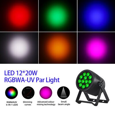 Lumière LED étanche IP65 professionnelle 12x20W RGBWA+UV 6in1 DMX512 Lumière de lavage de scène pour mariage en plein air Événement DJ Disco