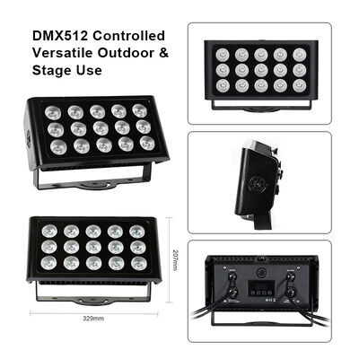Projecteur LED extérieur 15x5W RGBW 4-en-1 IP65 — Étanche DMX512, Faisceau Large pour Éclairage de Jardin, Scène et Bâtiment