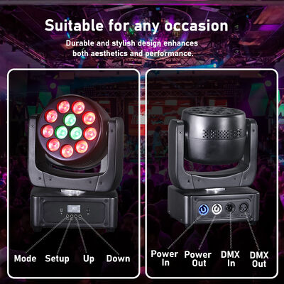 Vente à chaud 12pcs 8W RGBW 4in1 Mini LED Beam Wash Head Light DMX Contrôle du son Lampe de scène active pour le club de nuit KTV