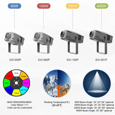 Projecteur d'effet d'onde d'eau IP65 extérieur | LED RGBW, options de 60W à 400W, DMX512, lumière ondulatoire mobile pour façades, jardins
