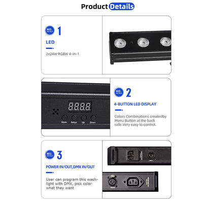 Vente à chaud 4 en 1 RGBW LED 24 * 2W lave-murs Lumière à bande linéaire Sound contrôlée DMX Lampes de lavage de scène pour boîte de nuit