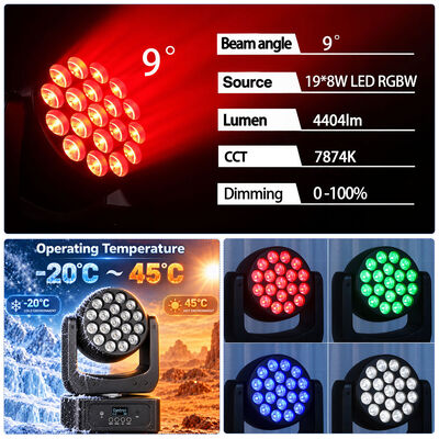 19x8w Rgbw 4in1 Lumière de lavage de tête mobile