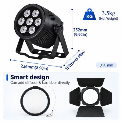 Aluminum Alloy Dmx512 7x12W RGBWA UV 6in1 Led Par Slim Lights Waterproof Ip65 Led Stage Lighting Par Can Light