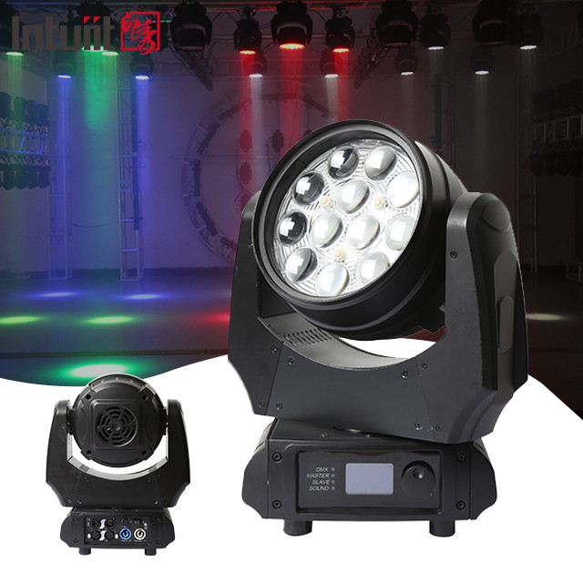 LED 12x10W 4in1 RGBW Laveuse Zoom Cap mobile Lumière de scène Pour DJ Disco Club de nuit Mariage Église théâtre Fête