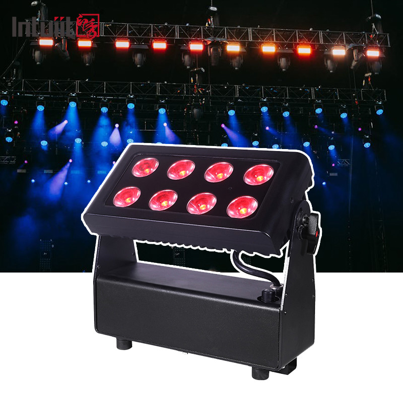 8x15w RGBW DMX512 IP65 résistant à l'eau DJ Scène de mariage Ville Couleur Laveuse murale extérieure Flood LED Wash Light