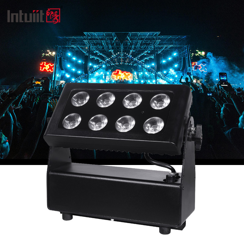 8*15W RGBW 4 en 1 alimenté par batterie LED Square Par Light Extérieur étanche à l'eau Lumière de scène DMX Contrôle DJ Disco Equipement d'éclairage