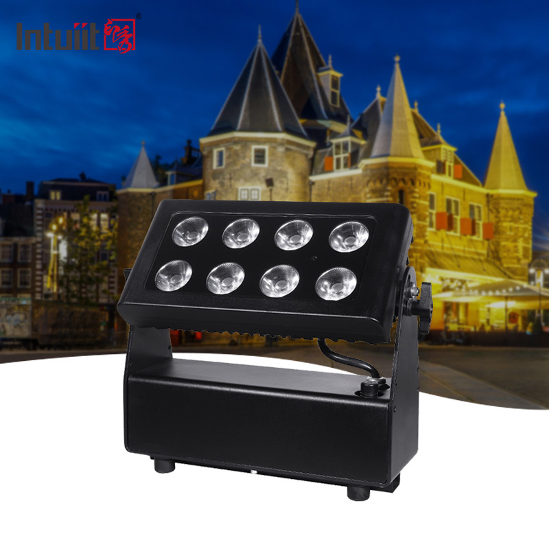 Éclairage urbain à batterie résistant à l'eau Projecteur 8X15W LED RGBW DMX512 Contrôle des lumières de scène à LED