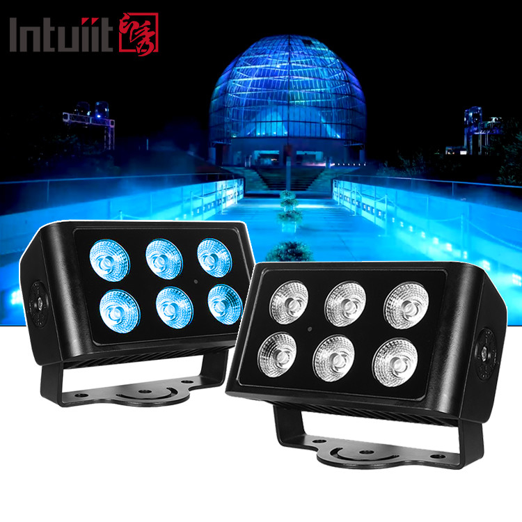 6x5W extérieur IP65 Carré DMX RGBW LED Flood Light Pour la façade du bâtiment LED Wall Washer Flood Light