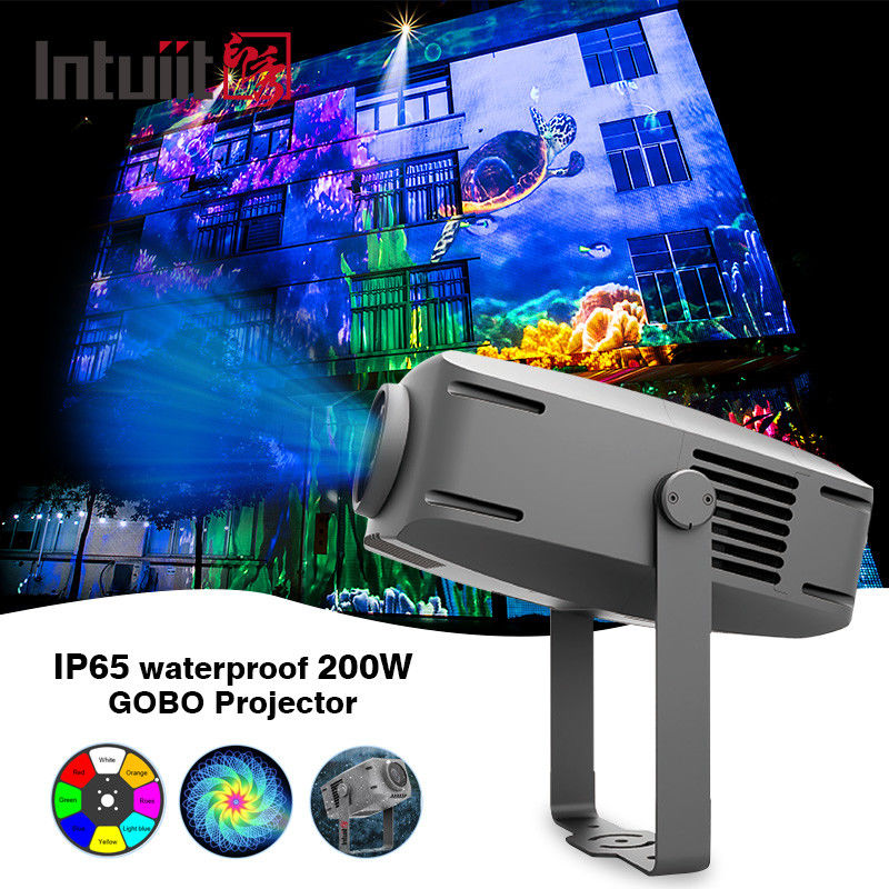 Projecteur Gobo 200W Extérieur IP65 Gobo Logo Projecteur imperméable à l'eau Logo personnalisé Rotation Gobo Projecteur Lumière Lumières publicitaires