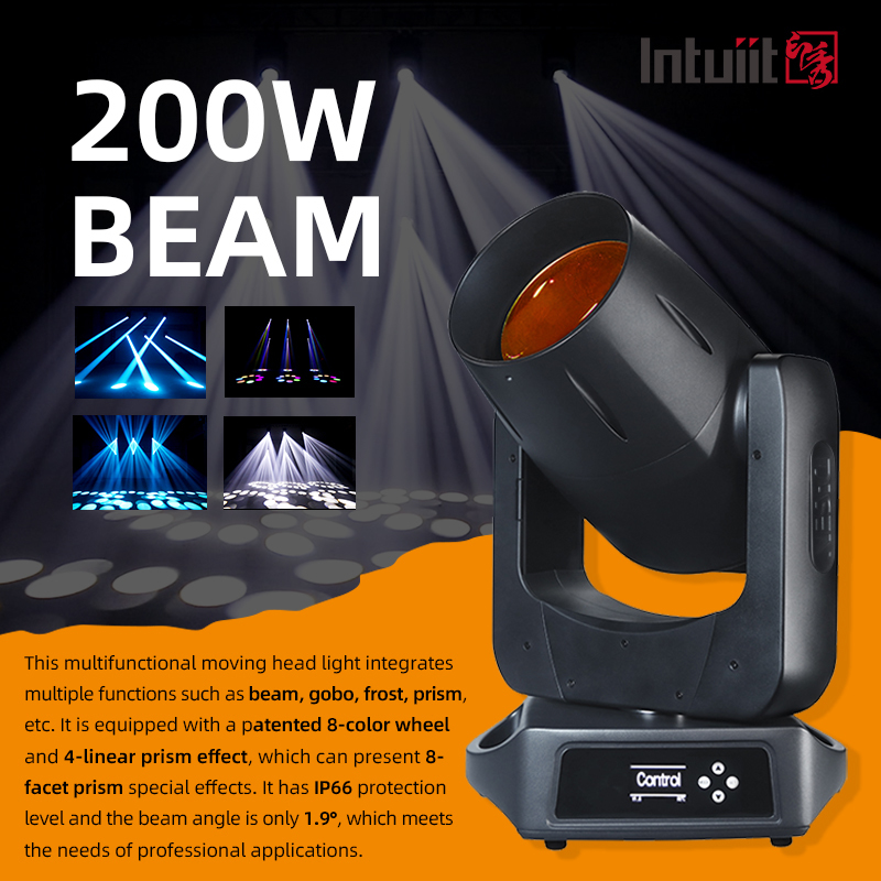 Projecteur asservi LED 200W IP66 extérieur faisceau étanche DJ événement concert projecteur de scène