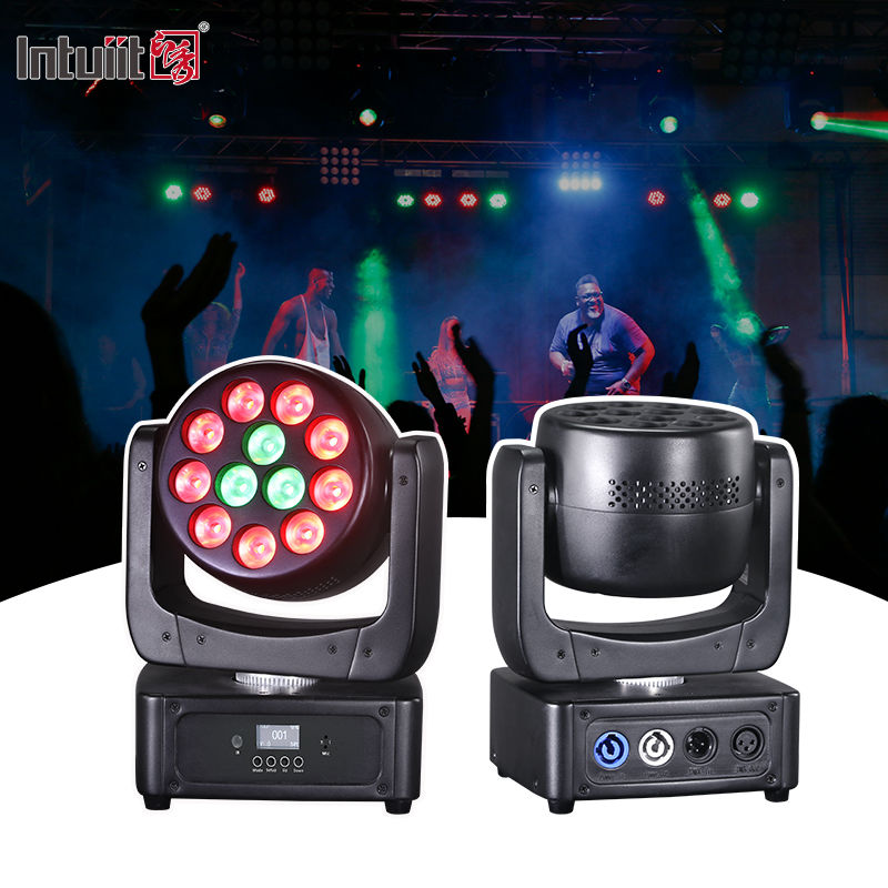 Projecteurs à tête mobile 12*8W RGBW LED, lumières de scène DMX512 Wash pour DJ, discothèque, KTV, mariage et fête.