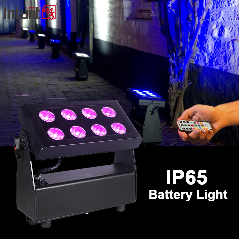 Outdoor IP65 Waterproof 8x15W RGBW 4 in 1 Battery Powered Wireless DMX LED Flood Light Stage Wash Light
