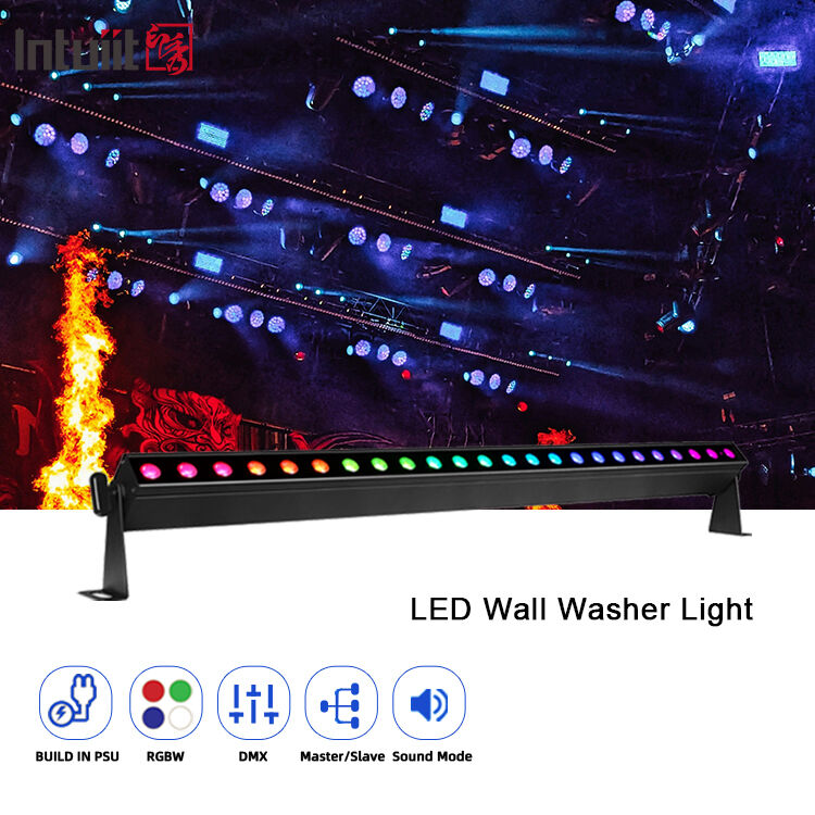 Rondelle murale LED professionnelle à faisceau étroit de 9 degrés, 24x2W RGBW 4 en 1 DMX512, barre lumineuse de lavage linéaire d'intérieur pour événement sur scène