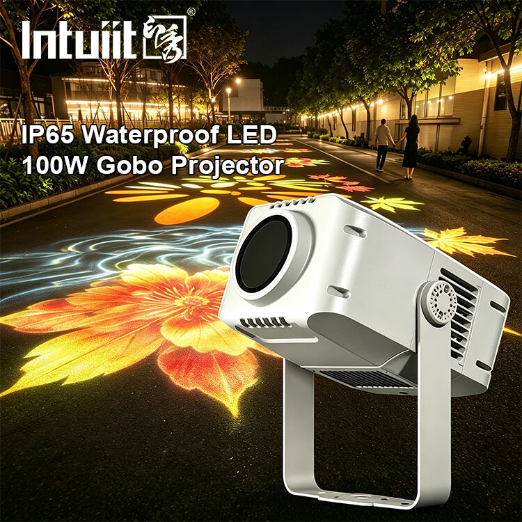 Projecteur de logo 100W Gobo — Projection de motif personnalisé IP65 DMX512 pour extérieur pour la publicité, les bâtiments et les événements