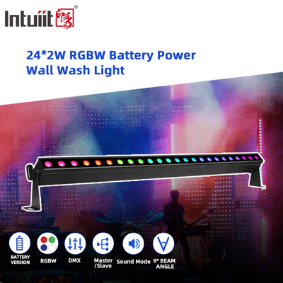 Projecteur mural à LED, barre lumineuse, IP20, 24x2W RGBW 4en1, alimentation par batterie, contrôle intelligent et activation sonore