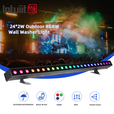 Projecteur mural à LED pour bâtiment extérieur IP65 24*2w Étanche RGBW Barre de lavage mural Barre de pixels LED DJ Lumière de scène Fête