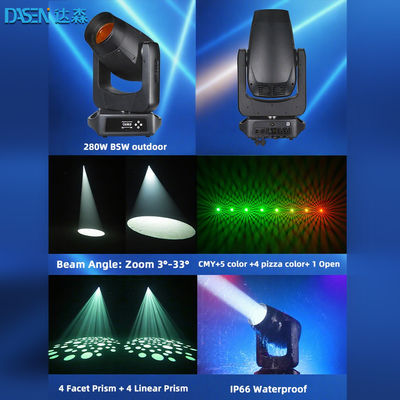 2025 BSW 280W LED tête de scène lumineuse DMX512 Beam Spot Wash 3 en 1 pour DJ Disco Show CMY