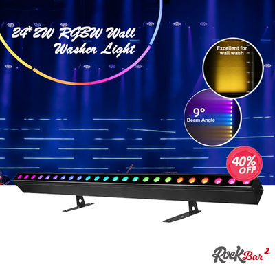 Lumière de lavage IP20 DMX512 Solution de musique intelligente avancée 24*2W RGBW LED Lumières linéaires Bar lave-vaisselle