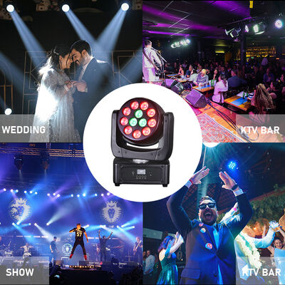 Mini lumière LED à tête mobile 12x8W RGBW 4 en 1, prix d'usine, lumière de scène de lavage DMX512, son actif pour petit événement Disco fête DJ éclairage