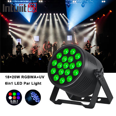 Lumière de scène extérieure IP65 étanche à l'eau 18x20W LED Par RGBWA+UV 6 en 1 DMX512 Lumière de lavage pour mariage Fête de disco Événement Façade du bâtiment