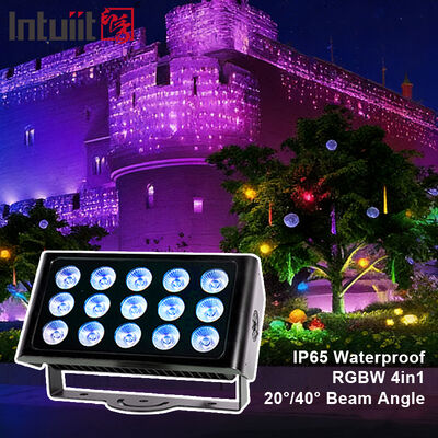Professionnel IP65 étanche à l'eau LED Flood Light 15x5W RGBW 4 en 1 Outdoor Landscape Spot Light Lumière de lavage architecturale en aluminium