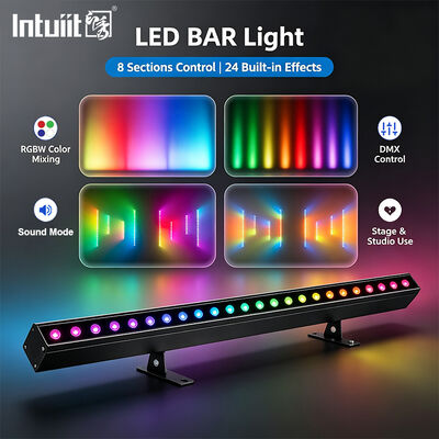 24x2W RGBW 4 en 1 LED Bar de lave-vaisselle linéaire à paroi DMX512 Lumière de lavage de scène activée par le son pour les bâtiments et les événements